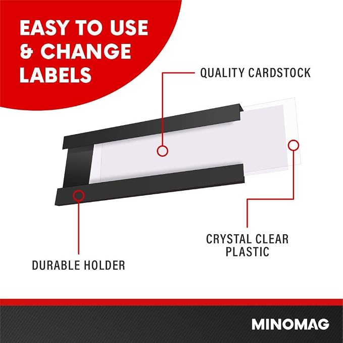 25pcs Magnetic Tool Box Labels 1x2 inches | C Channel Magnetic Label Holders - Image 3