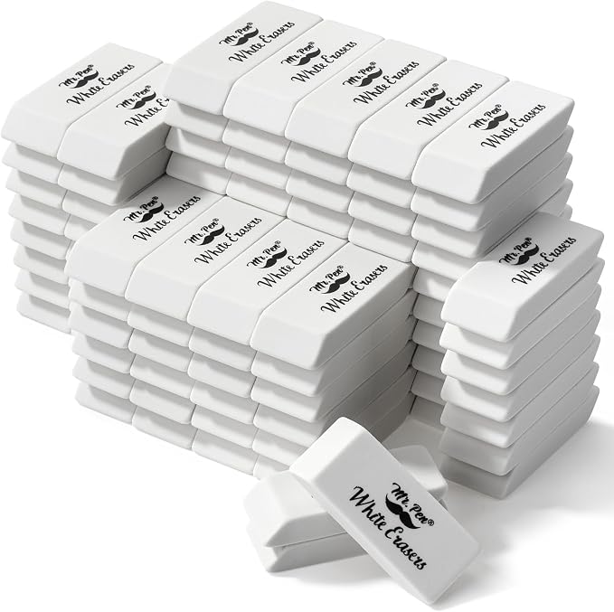Mr. Pen- White Pencil Eraser, 100 Pack | Large Latex Free Block Erasers Bulk by MrPen
