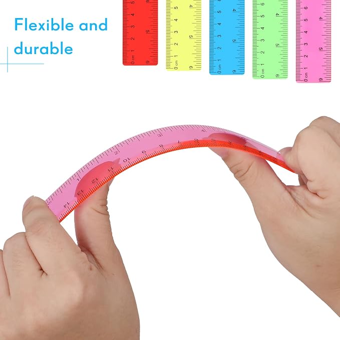Zonon 50 Pcs 6 Inch/12 Inch Plastic Rulers Bulk Flexible Straight Rulers - Image 2
