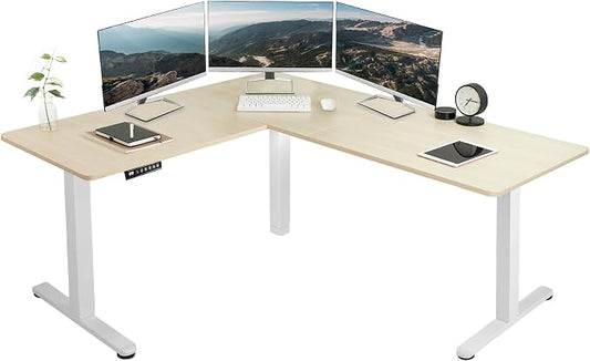 VIVO Electric Corner 63 x 55 inch L-Shaped Standing Desk, Memory Height by VIVO