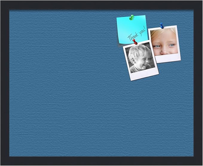 PinPix 20x16 Inch Cork Bulletin Board. This Decorative Framed Pin Board Comes with Navy Pastel Design and a Satin Black Frame. Ideal for Home Office Decor or Message Board (PinPix-1811)-DeskLoop Office