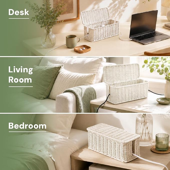 Cable Management Box, Handmade Rattan Cable Organizer - Image 7