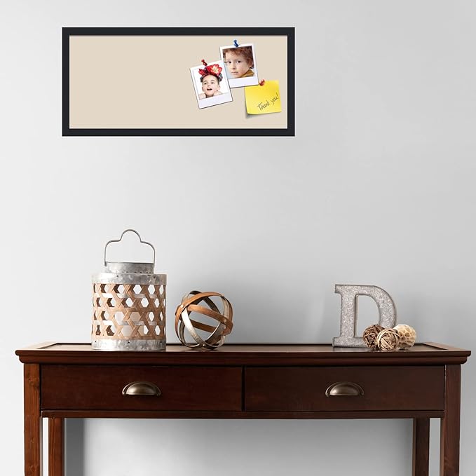 PinPix 28x12 Inch Cork Bulletin Board. This Decorative Framed Pin Board Comes with Desert Pastel Design and a Satin Black Frame. Ideal for Home Office Decor or Message Board (PinPix-1815)-DeskLoop Office