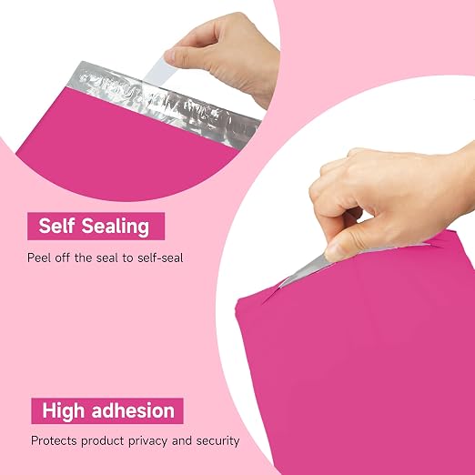 Pink Poly Mailers 14.5x19 100 Pcs, Cute Waterproof Shipping Bags - Image 3