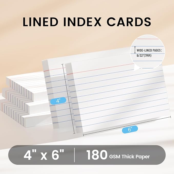 Index Cards 4x6, 400 Sheets, Ruled White Flash Cards - Image 2