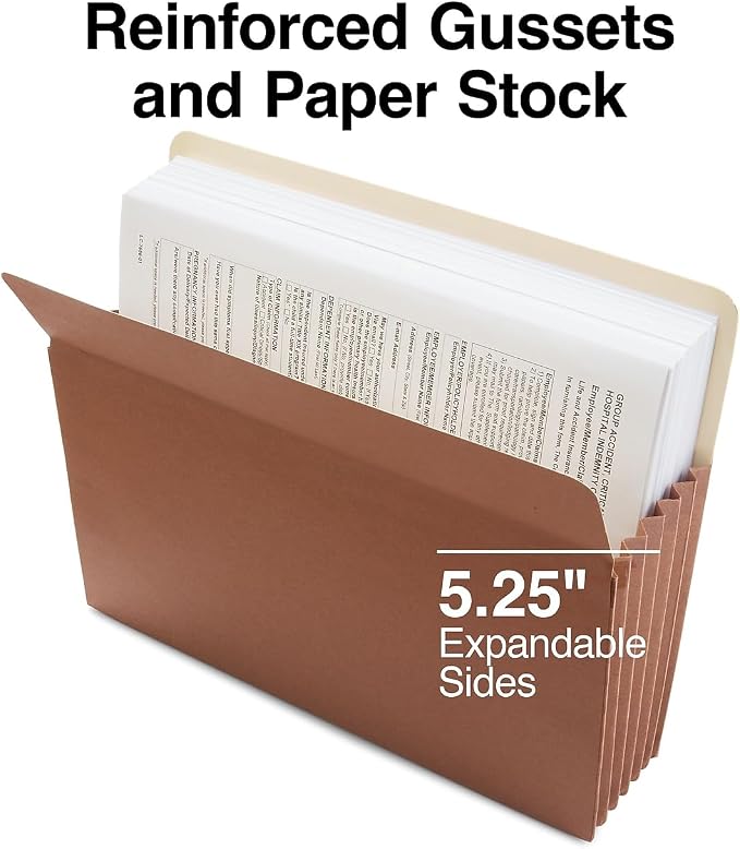 Staples Reinforced File Pockets, Letter Size, 5.25‑Inch Expansion, Heavy‑Duty - Image 3