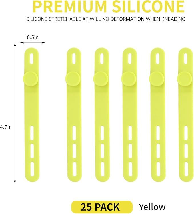Oligei 25 Pcs Silicone Cable Ties, Cable Ties Reusable, High Elasticity Cord - Image 2