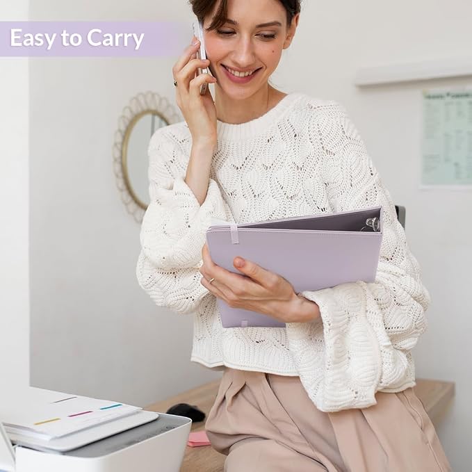 SKYDUE 3 Ring Binder with Clipboard 1 Inch, 13.2" × 10.2" PU Clipboard Binder - Image 7