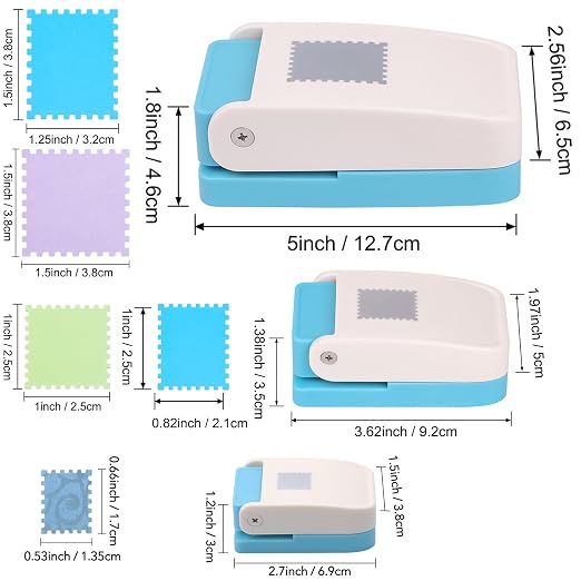 5Size Stamp Punch, 1.5x1.25in & 1x0.8in & 0.6x0.5in Rectangle Postage Stamp - Image 2