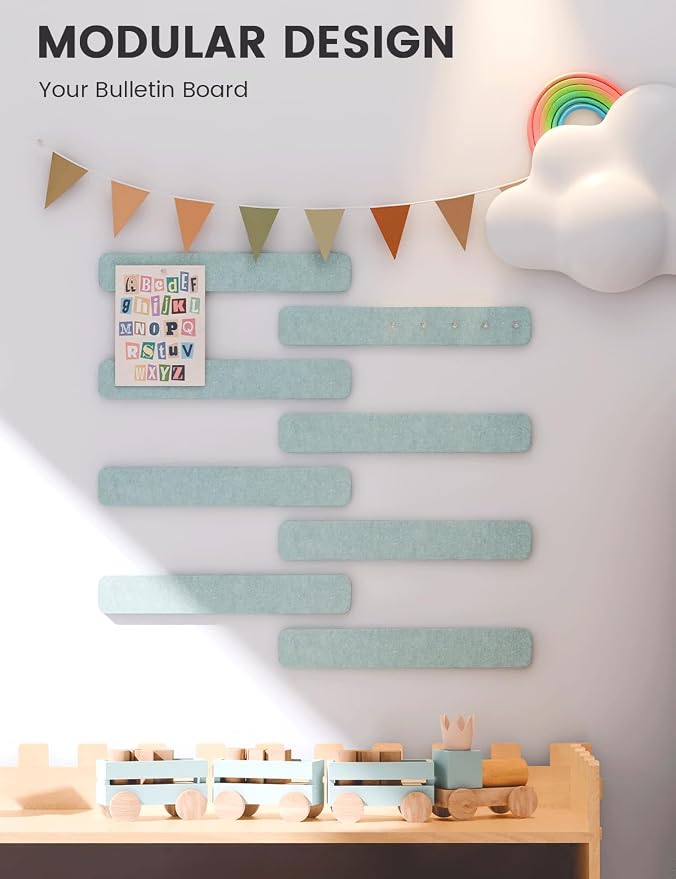 Fluxynara Cork Board Alternative Felt Strip Board 8-Pack 13"x2", Office Pin - Image 5