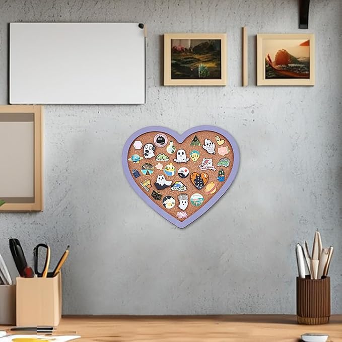 BENECREAT Purple Heart Pin Cork Board Bulletin Display Board, Wall Mounted Cork - Image 5