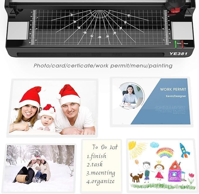 Laminator Machine for A3/A4/A6, YE381 13inch Thermal & Cold Laminating Machine for Home Office School Teacher Use with 150 Pouches, Paper Trimmer and Corner Rounder-DeskLoop Office