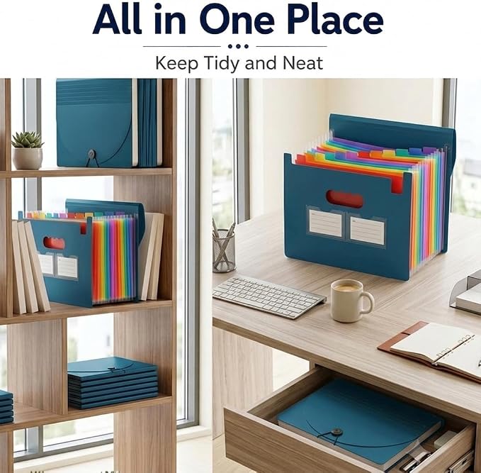 13 Pockets Accordion File Organizer, Portable Expanding File Folder - Image 5