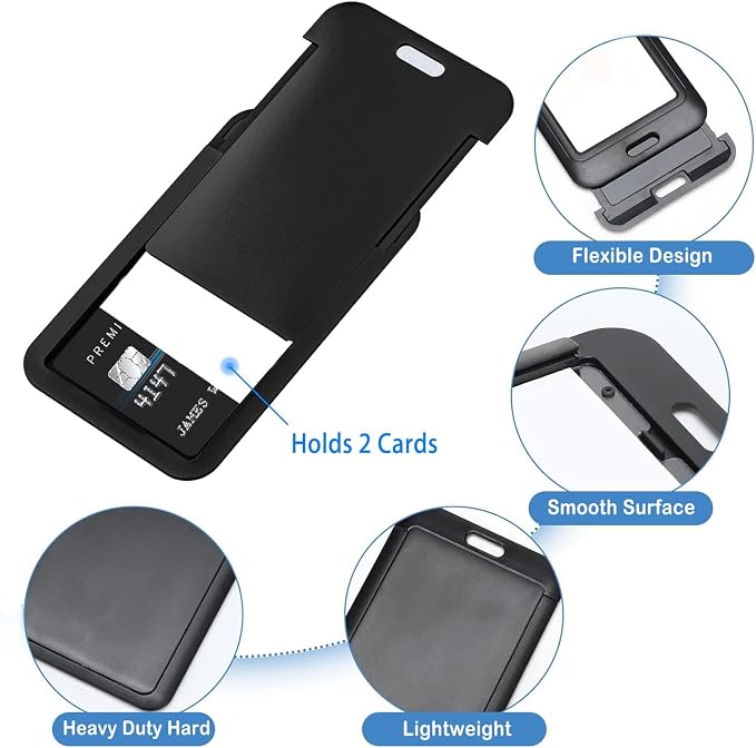 15 Pack Sliding ID Badge Holder Vertical Hard Plastic Card Case Protector Pouch - Image 6