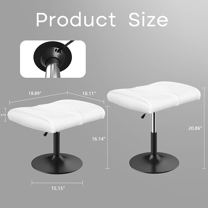 VECELO Foot Rest Under Desk Ottoman, PU Height Adjustable Footrest - Image 2