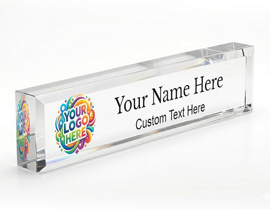 Signs ByLITA Customizable Full Color Acrylic Desk Sign – Upload Your Logo or by SignsByLITA