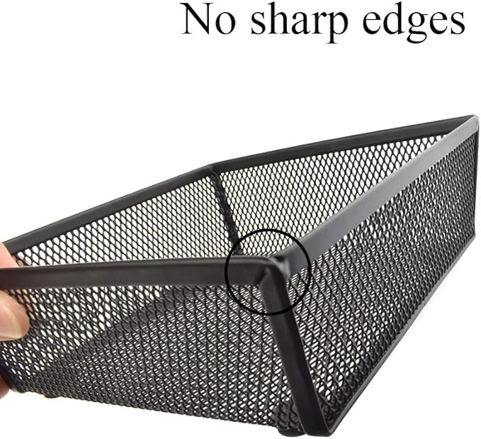 HAHIYO Stackable Mesh Tray Cup 6 x 6 x 2 inches Sturdy Container for Desk Drawer Organizer Collection for Home Office School kitchen Soft Foam Feet No Sharp Edges 2 Pack Black-DeskLoop Office
