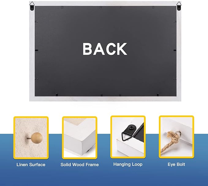 Miratino Cork Board Bulletin Board, 16 "x11 White Linen Cork Boards for Walls with White Frame, Pin Board Vision Board for Home Kitchen School Office Decor-DeskLoop Office