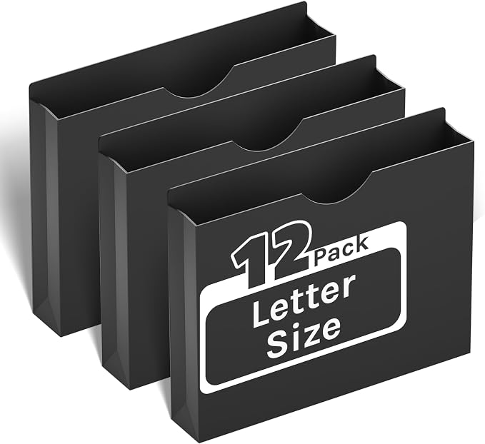 ANSOOK 2 Inch File Jackets & File Pockets, 12 Pack Plastic Manila File Folders by Ansook