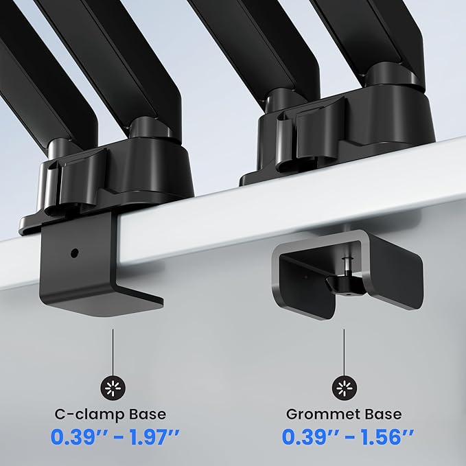 EVEO Premium Dual Monitor Mount 14"-32” Dual Monitor Arm VESA Bracket Adjustable Height Gas Spring Dual Monitor Stand, Screen Full Motion Dual Monitor Arm-Computer Monitor Stand for 2 Screens - Black-DeskLoop Office