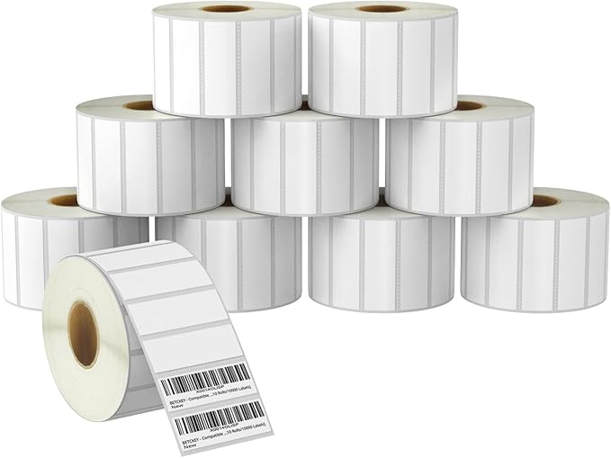 BETCKEY - 3" x 1" (76 mm x 25 mm) UPC Barcode & Address Labels Compatible with Zebra & Rollo Label Printer,Premium Adhesive & Perforated [10 Rolls, 13750 Labels]-DeskLoop Office