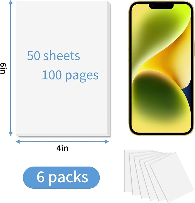 Note Pads 4x6 Inch, 6 Pack Blank Scratch Pads, 50 Sheets Per Memo Pad - Image 2