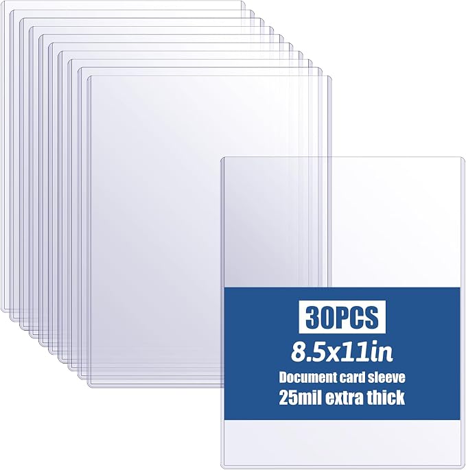 30 Pcs 8.5 x 11'' Document Toploader Sleeves, Rigid Print Protector | 25Mil by Unknown