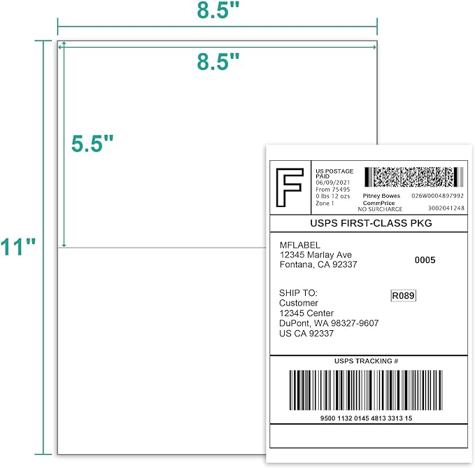 MFLABEL Half Sheet Shipping Labels - Image 2