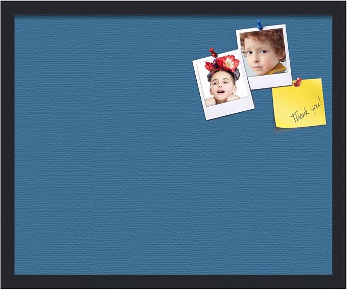 PinPix 22x18 Inch Cork Bulletin Board. This Decorative Framed Pin Board Comes with Navy Pastel Design and a Satin Black Frame. Ideal for Home Office Decor or Message Board (PinPix-1811)-DeskLoop Office
