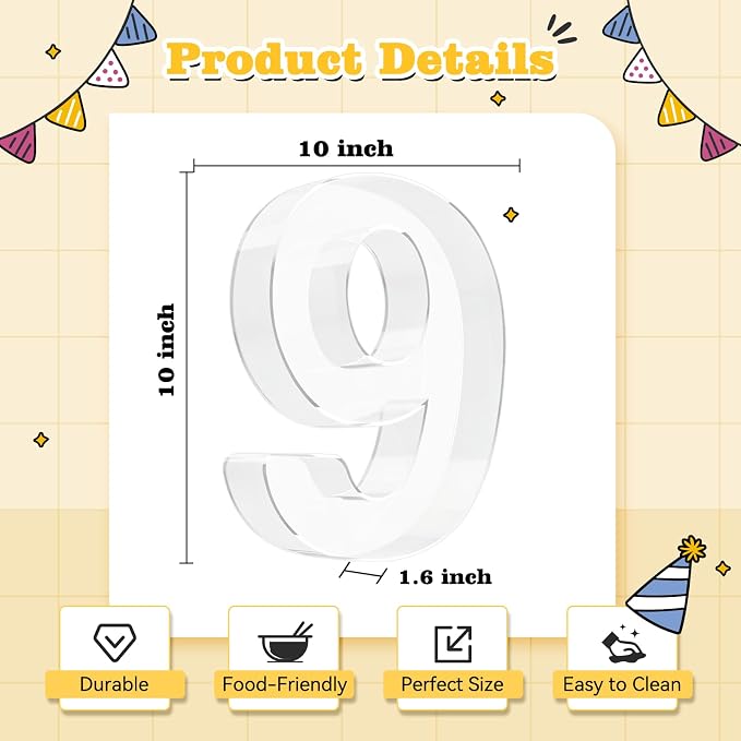 Ledido 10’’ Acrylic Number Charcuterie Board Box, Reusable Fillable Serving Tray - Image 2