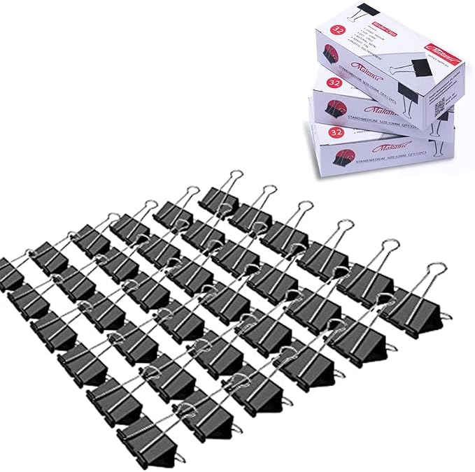 Medium Binder Clips, 36 Pack, 1-1/4 Inch, 1.25 Inch, Standard 32mm, Capacity by Makanu