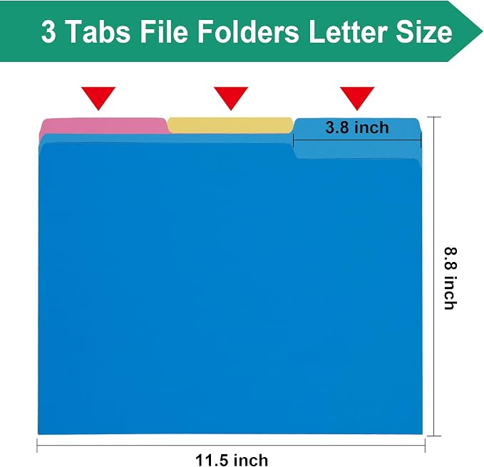 pmybupo Blue File Folders 8.5 x 11 Inch, 1/3 Cut Tab Two Tone Colored File - Image 2