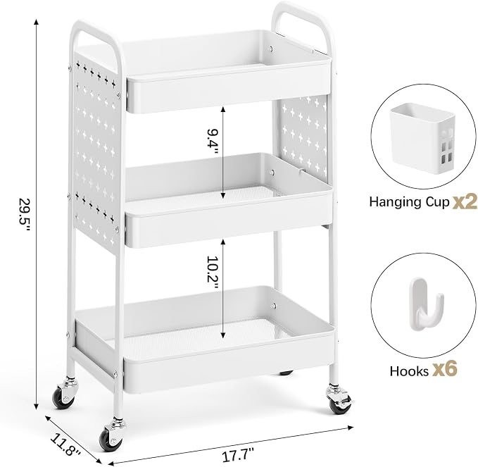 KINGRACK 3 Tier Rolling Cart - Image 2