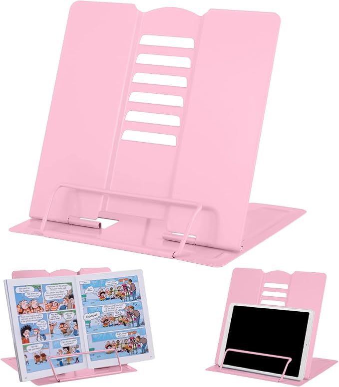 MSDADA Desk Book Stand Metal Reading Rest Book Holder Adjustable Cookbook by ColoryourlifewithMSDADA