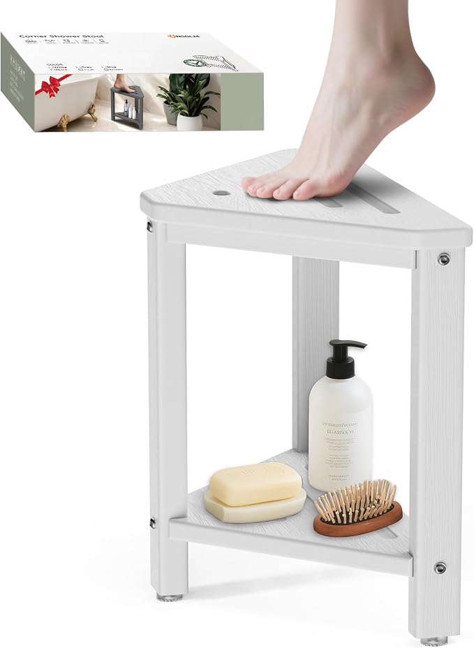 Shower Foot Rest 15in, HDPE Waterproof Shower Stool by ONSGLM
