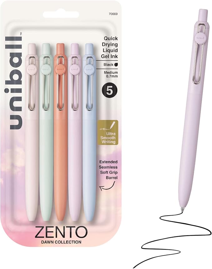 uniball™ Zento Gel Pens, 0.7mm Medium Point, Retractable, Smooth Writing by uni-ball