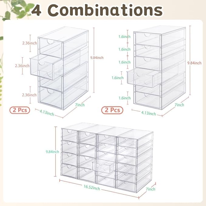 VZKAH Acrylic Organizer with Drawers | 20 Drawers 4 Sets | Desk Organizer and - Image 2