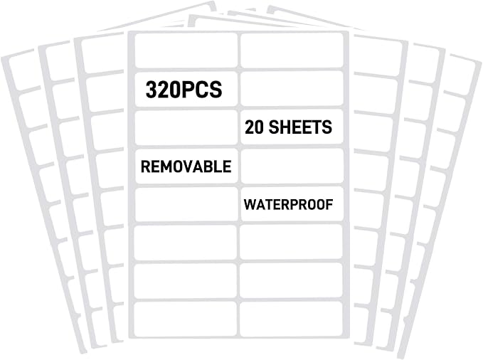 Removable Waterproof Labels for Bottles -320PCS 0.62 x 2.35 inch Organizing by Unknown