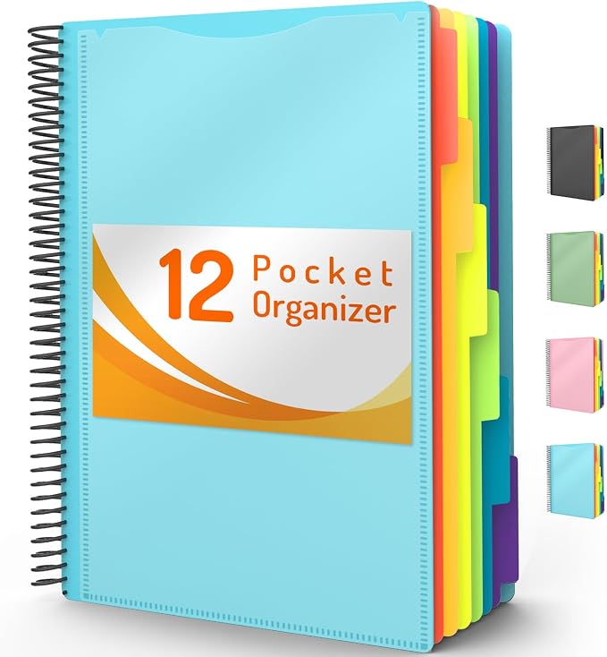 Forvencer 12 Pocket Project Organizer, 1/6-cut Tab Binder Organizer by Forvencer