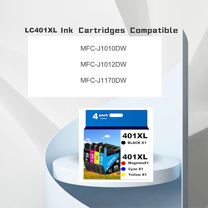 PayForLess LC401XL Ink Cartridges for Brother Printer Compatible for LC401 401 XL MFC-J1010DW MFC-J1012DW MFC-J1170DW Printer 4 Pack (1 Black, 1 Cyan, 1 Magenta, 1 Yellow) Not Original Ink Cartridge-DeskLoop Office