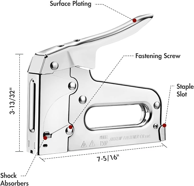 Arrow T50 Heavy Duty Staple Gun Kit, All Chrome Steel Stapler, - Image 8