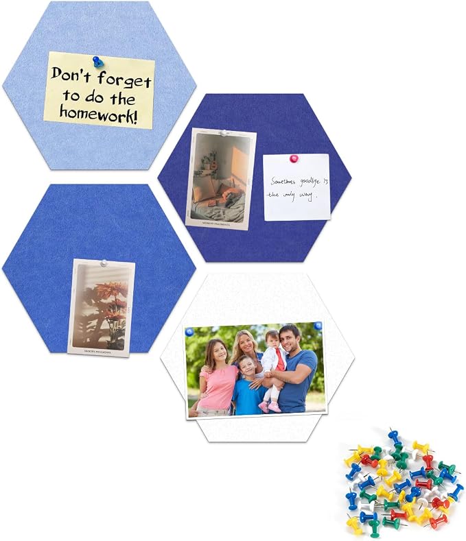 4 Pack Hexagon Felt Bulletin Board Tiles - Image 5