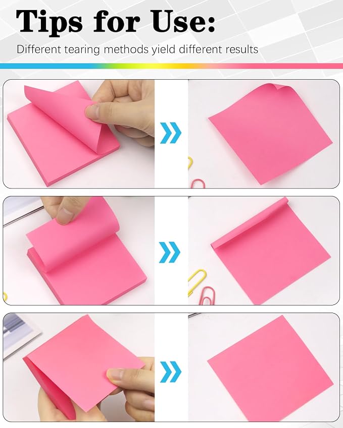 Sticky Notes 3x3 Inches, Self-Stick 48 Pads Bulk, 100 Sheets/Pad, 6 Bright - Image 5