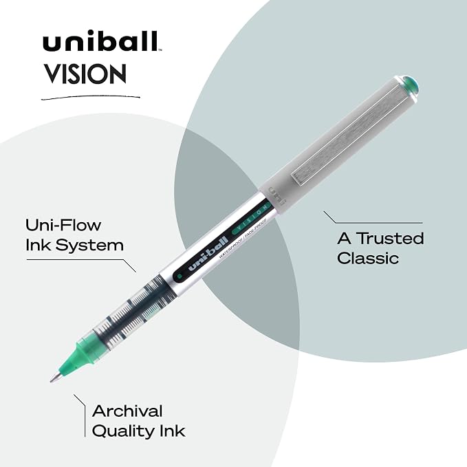 Uniball Vision Rollerball Pens, Smooth Writing Pens, School & Office Supplies - Image 5
