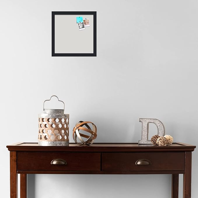 PinPix 12x12 Inch Cork Bulletin Board. This Decorative Framed Pin Board Comes with Light Stone Design and a Satin Black Frame. Ideal for Home Office Decor or Message Board (PinPix-1809)-DeskLoop Office