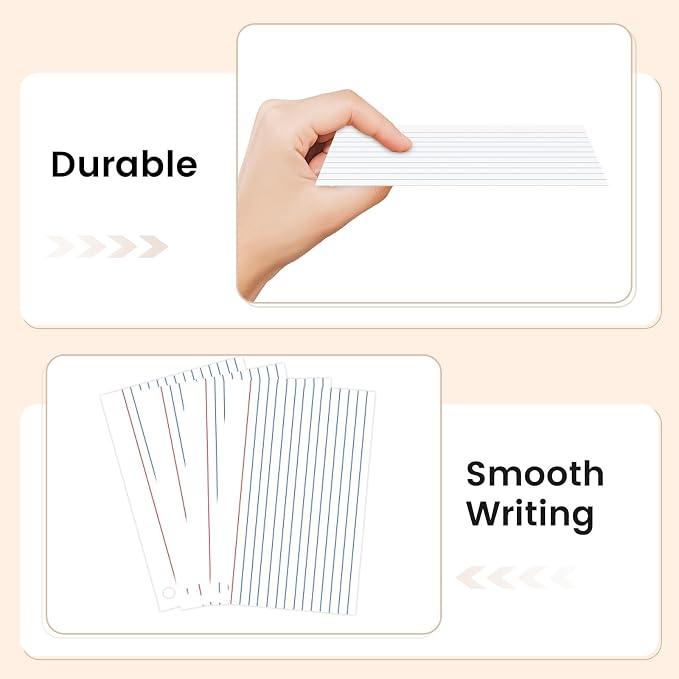 160-Pack White Index Cards 4x6 Inch w/Key Ring – 180gsm Heavyweight Flashcards - Image 4
