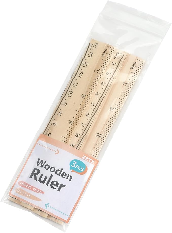 ZZTX 3 Pack Wooden Ruler 6 Inch Rulers Bulk Wood Measuring Ruler - Image 7