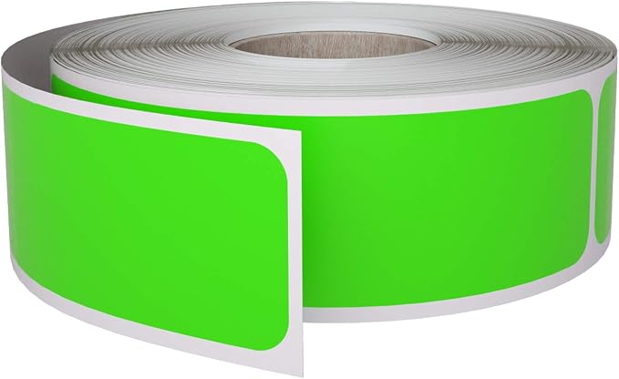 Royal Green Rectangular Colored Sticker 1x3 inch Neon Green Labels on a Roll by RoyalGreen