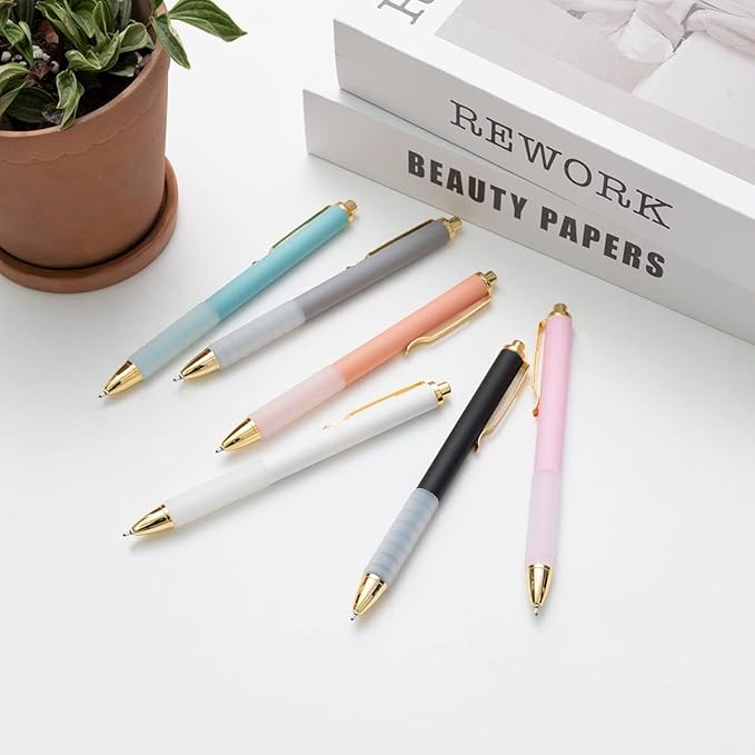 Ballpoint Pens Black Ink 1.0 mm Medium Point Smooth Writing Office Supplies for Women & Men, Note Taking (6-pack)