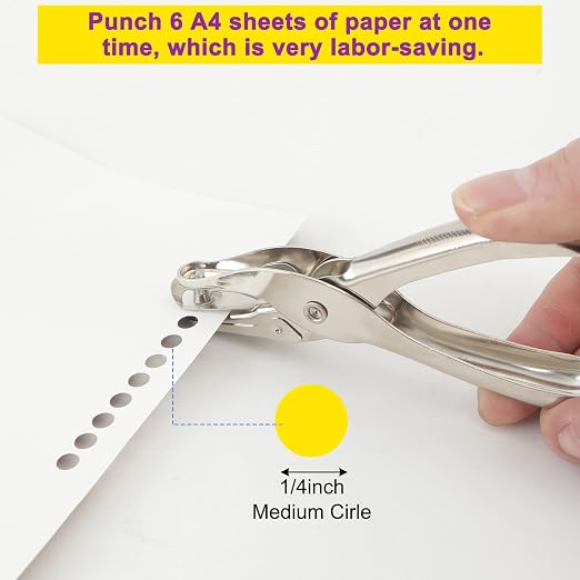 Decymis 2 Pieces Small Single Hole Punch, 1/4 Inch One Hole Paper Punch - Image 4